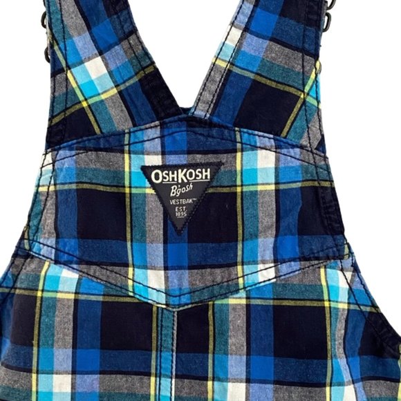 Oshkosh B'gosh Vestbak Blue Plaid Shortalls 24 Months - Picture 4 of 7